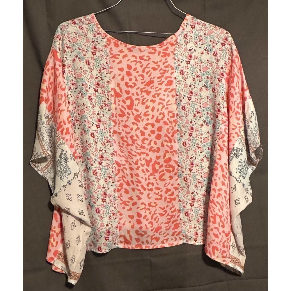 Mixed Print Multi Color Oversized Blouse Sz Small - Picture 3 of 5